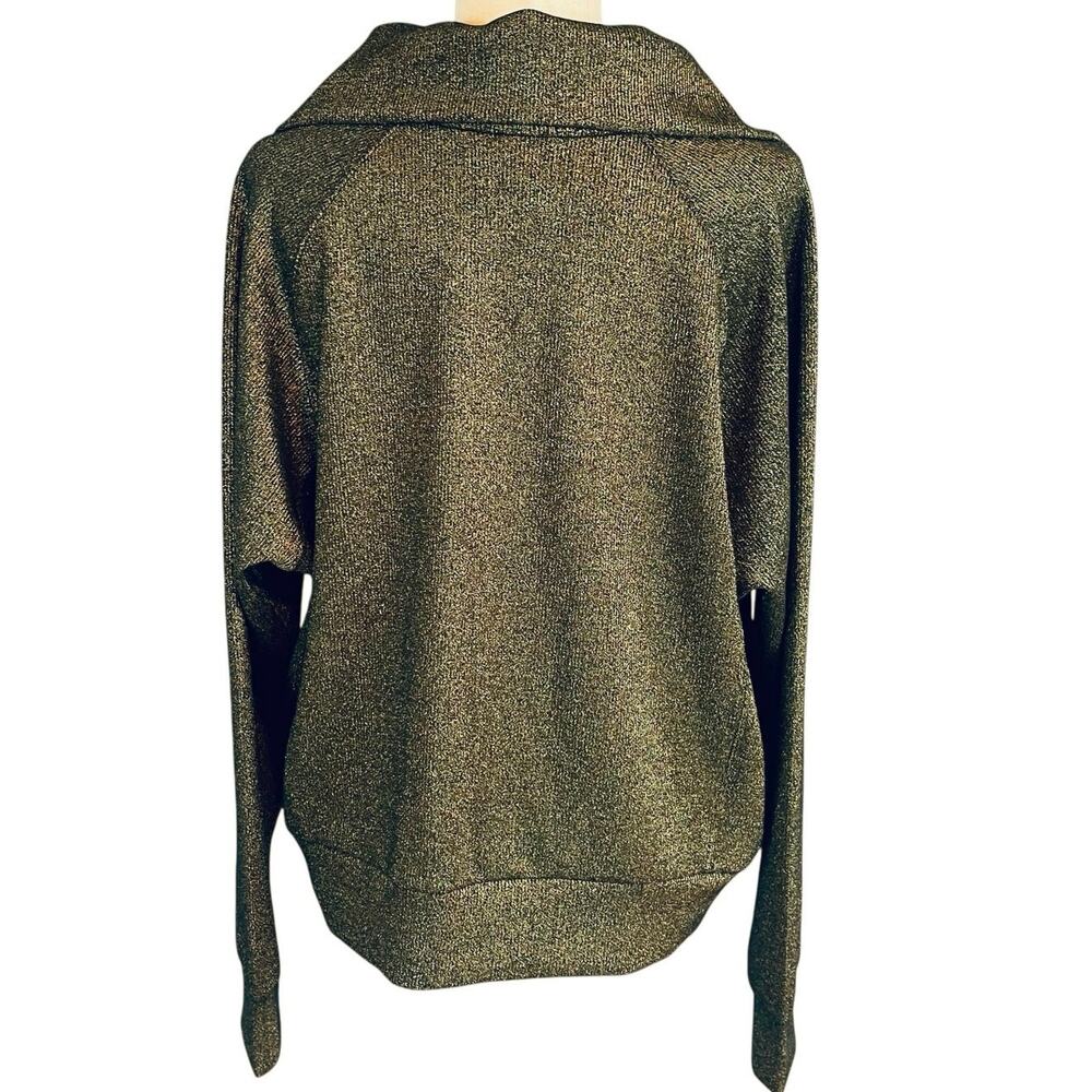 Spanx AirEssentials Shine Half-Zip Sweatshirt Top Black Gold Women's XL NWT - Picture 5 of 13